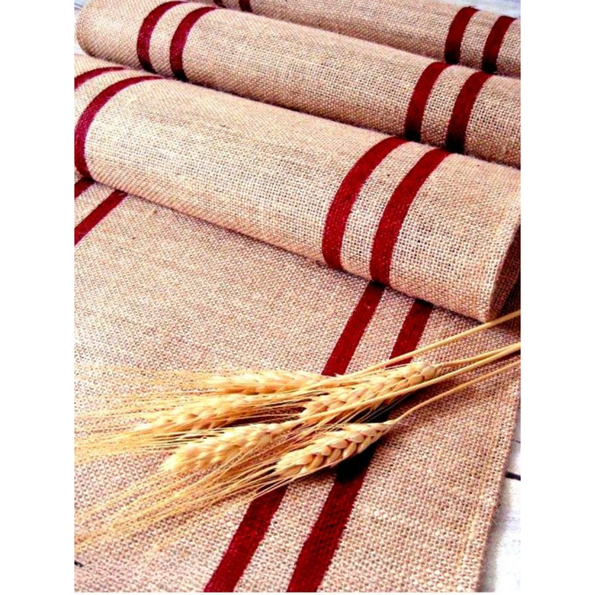 Jute Table Runner Red stripe