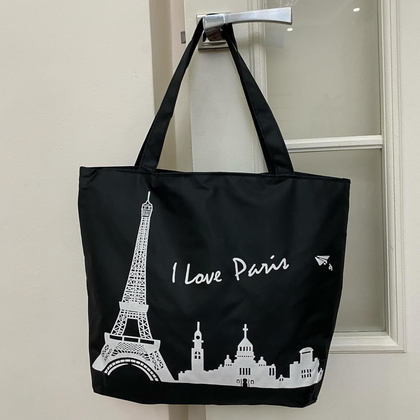 Souvenir Canvas Totes with Zipper Closure Black