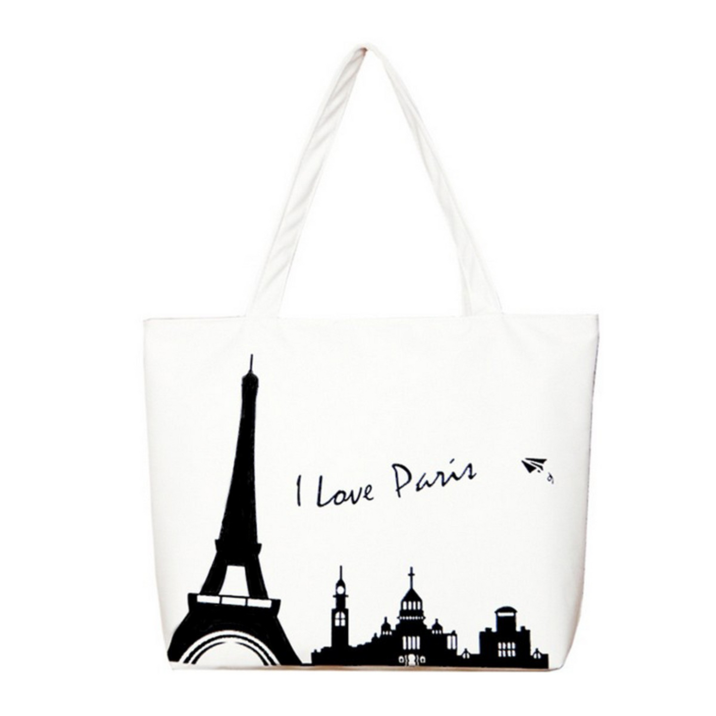 Souvenir Canvas Totes with Zipper Closure White