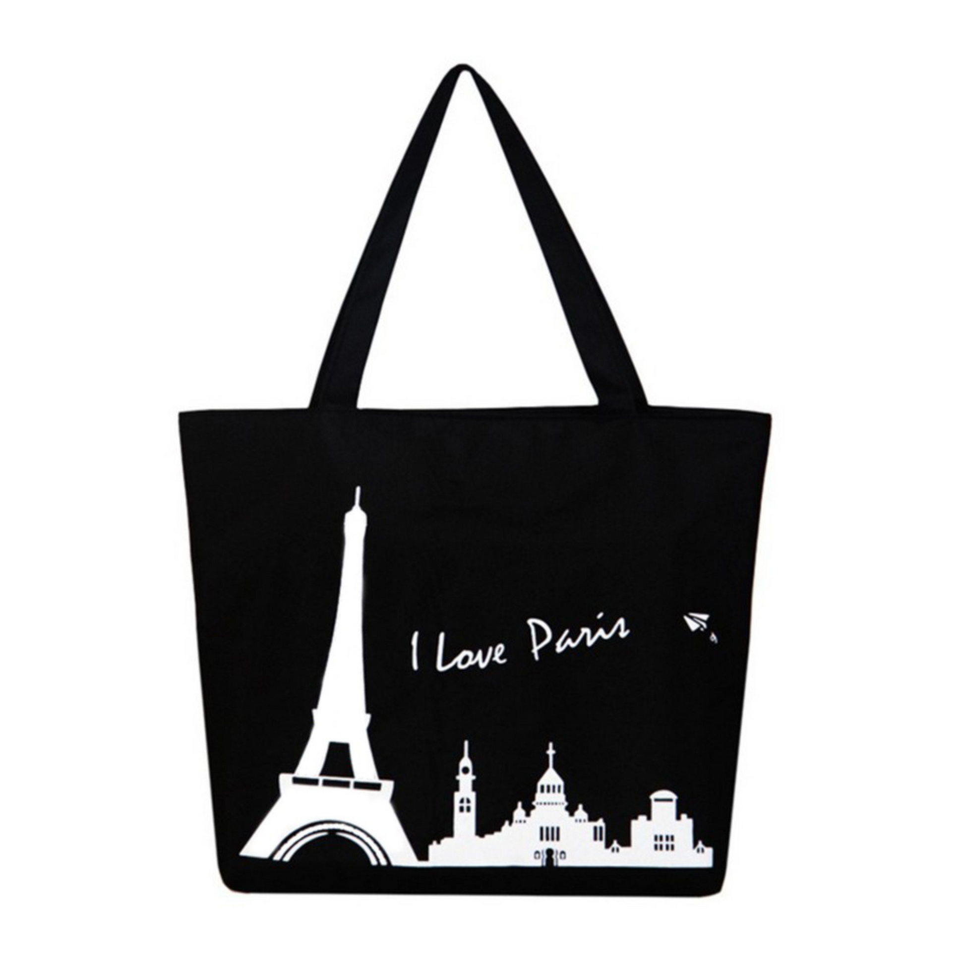 Souvenir Canvas Totes with Zipper Closure Black